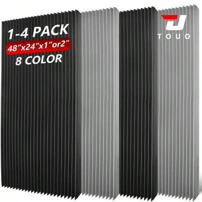  TOUO Acoustic Panels Wedge Foam 47.2"X23.6" 1-4 Packs Noise Reducing Soundproof Wall Tiles For Home Theater Bar Studio