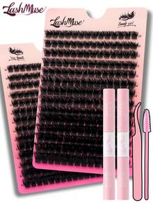 392PCS Individual Lash Clusters – 150D D Curl, 0.39–0.71inch Mixed Length, DIY Lash Clusters, Extra Thick & Fluffy, Natural Look, Reusable Individual, Includes Lash Bond & Seal, Tweezers & Lash Brush,  Eyelash Extension Kit For Self Use At Home Or On-The-Go, Perfect For Daily Life, Wedding, Dating, Party, Travel, Christmas, Halloween, Thanksgiving, New Year's, Valentine's Day, Mother's Day, Lash Clusters, Eyelash Clusters, Individual Eyelashes, Fake Lashes, Beauty & Health - 黑色 - 查看 5