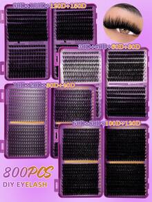 800640/621 621pcs D-Curl Synthetic Eyelash Set, Includes 10D+20D+30D+40D/50D+60D+80D+100D/80D+100D+120D+150D - Handmade, High-Quality D-Curl Synthetic Eyelashes, Natural Curl, Customizable Eyelash Set - Reusable, Lightweight And Easy To Use, Eyelash Extension, Natural Lashes, Large Eyelash Extension, Eyelash Set - D - View 3