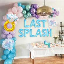 LaVenty Last Splash Banner Balloons Blue White Coastal Bachelorette Decorations Bridal Party Sign Bride To Be Background Beach Bach Supplies - Nhiều màu - Xem 3