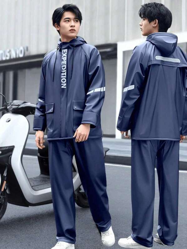 Men's Waterproof Rain Gear Set - Durable PVC Material, Thick Waterproof Fabric, Breathable Suitable For Motorcycle Riding, Outdoor Sports And Travel