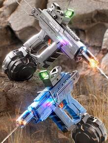 Dual Nozzle Fully Automatic Water Gun With Cool LED Lights, Electric Water Blaster Toy For Outdoor Beach Battle Games, Suitable For Ages 6+, Christmas/Halloween/Easter/Birthday Gift - Multicolor - View 1