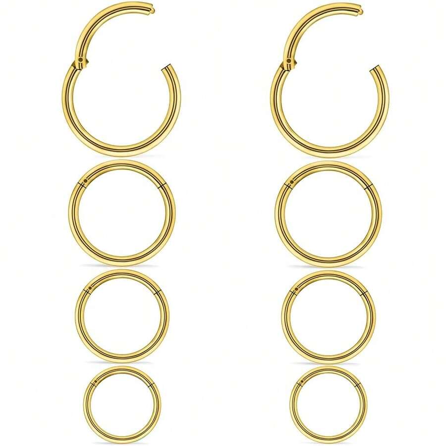 20G 18G 16G 14G 12G 10G Surgical Steel Hinged Clicker Segment Nose Rings Hoop Lip Rings Helix Cartilage Daith Tragus Sleeper Earrings Body Piercing For Women Men 6mm 8mm 10mm 12mm 14mm 16mm{Inchcolor_nameinch:InchGold-20G(0.8mm)-InnerDiameter:7mm8mm9mm10mminch} - 金色-20G(0.8mm)-內徑:7mm8mm9mm10mm - 查看 1