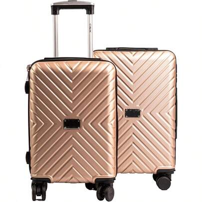 Maletas de Viaje Rigidas Set de 20 y 18 con Ruedas 360° y Candado TSA X Equipaje Ligero de Mano para Avion Maleta de Viaje ABS Resistentes Dorado