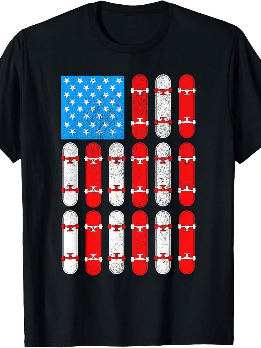 Skateboard Skateboarding Skater An Flag Patriotic Gift T-Shirt For Wo Kids - 款式21 - 查看 1