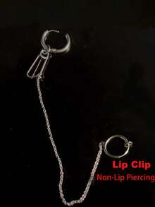 1PC Stainless Steel Chain Linked Earring Hinged Lip Ring Fake Piercing Lip Clip Anime Nana Style Punk Jewelry Body Piercing