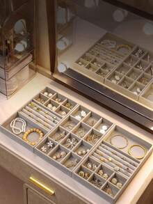 9 pezzi Vassoio in velluto per gioielli, organizer per gioielli con scomparti separati, espositore impilabile per orecchini, collane, bracciali, anelli, fermagli per capelli, fasce, ecc. San Valentino Ritorno a Scuola