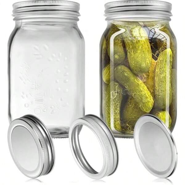 RROAD Mason Jar 500ML Glass Mason Jars With Lids Canning Jars For FermentingFood Storage Jars Preserving Pasta Cookies Nuts Candies And Beans 2Pack