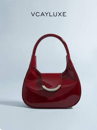 1 pieza Bolso de hombro en forma de media luna de piel sintética de nicho original, bolso de mano versátil y de moda, bolso para ir al trabajo, adecuado para la escuela, el trabajo, el transporte diario, mujeres, niñas, Navidad