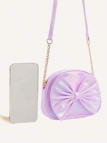 1pc Girls Cute Princess Metal Bow Crossbody Bag, Suitable For Daily Outings - Purple - View 7
