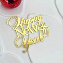 1个/3个/6个新年生日蛋糕装饰插牌，金色亚克力蛋糕装饰签，适用于新年派对、家庭聚会礼物、甜点装饰 - 彩色 - 查看 23
