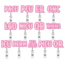 1pc Pink ER Nurse Doctor Rotating ID Badge Reel, Holiday Gift, Retractable Badge Holder - Multicolor - View 1