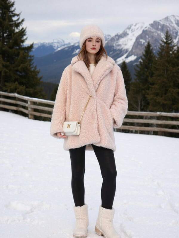 1pc Plain Woven Fabric Fleece Casual Autumn/Winter