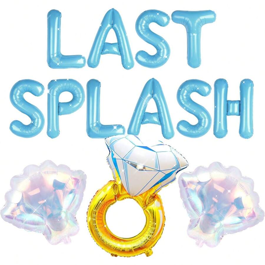 LaVenty Last Splash Banner Balloons Blue White Coastal Bachelorette Decorations Bridal Party Sign Bride To Be Background Beach Bach Supplies - Nhiều màu - Xem 1