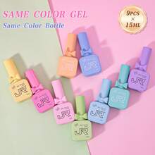 JR Set de 9 piezas de 15ml de esmalte de uñas en gel de colores, con botella y tapa con diseño de lazo para el Día de San Valentín, gel UV LED que se retira con remojo, regalo para las uñas de las niñas - Multicolor - Ver 4
