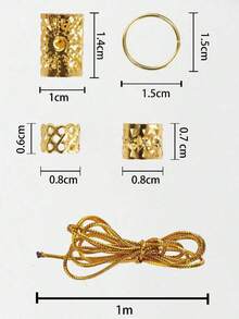 Sun Shaped Gold Hair Rings 43pcs Pack, Wire Hair Cuffs For Braids And Party Hairstyles, Easy-To-Use Hair Jewelry For Festival, Holiday And Halloween Accessories, Perfect For Twists, Locs, Wigs, Cosplay And Styling - 金子 - 查看 6