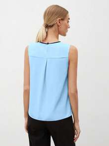 MARILYN MONNA New Women's Elegant And Romantic Urban Chic Versatile Office Wear Blouse, Suitable For Wedding Guest, Party, Concert, Brunch, Airport, Daily Fashion, Black Block Off Shoulder Top - 淺藍色 - 查看 2
