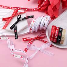1pc 5 Yards Heart Pattern Satin Ribbon, Multi-Color Car Heart Element Confession Gift Wrapping / Wedding Decoration / Valentine's Day Event Decor Ribbon - Multicolor - View 11