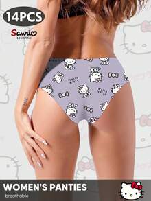Sanrio 14pcs Assorted Sanrio Kitty Low Waist Printed Seamless Briefs For Women