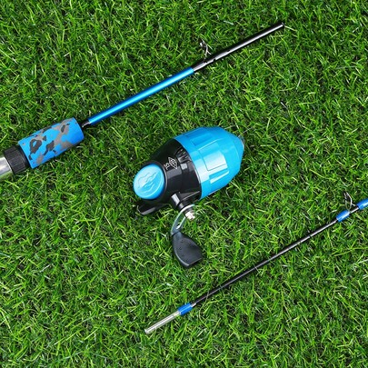 Fishing Rod And Reel Combo, Telescopic Fiberglass Fishing Pole With Spincast Reel Combo For Bass Fishing