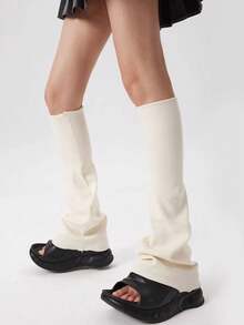 Damskie, nowe, seksowne, jednokolorowe, dzianinowe, rozszerzane, elastyczne getry na jesień/zimę, z kolekcji Y2K, do noszenia warstwowego, ciepłe, długie getry