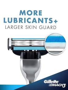 Gillette Mach3 Men's Razor Refills 4/8 Razor Blade Refills With Lubrastrip 3-Layer Blades Fast Cutting Facial Beard Cartridges - Multicolor - View 4