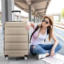 Kono veliz de viaje pequeña con ruedas giratorias carcasa dura TSA para equipaje de mano de 22 x 14 x 9 pulgadas aprobada por aerolineas color dorado Negro CarryOn 20Inch Equipaje Hardside - como en la foto - Ver 7