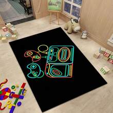 Alfombra de área con diseño de control de juegos creativo moderno, lavable a máquina, con respaldo antideslizante, de fibra de poliéster, hecha a máquina, alfombra de baño para sala de estar, dormitorio, decoración de oficina en casa - 1 pieza - Multicolor - Ver 9