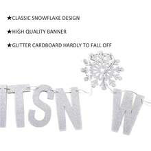 Glitter Garland Winter Banner With Snowflakes Holiday Wall Decoration Christmas Frozen Party Supplies - 銀色 - 查看 4