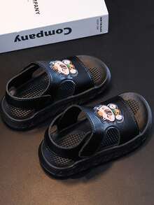 Baby Sandals / Soft Bottom Anti-Slip Toddler Motorcycle Style Walking Shoes - Black - View 2