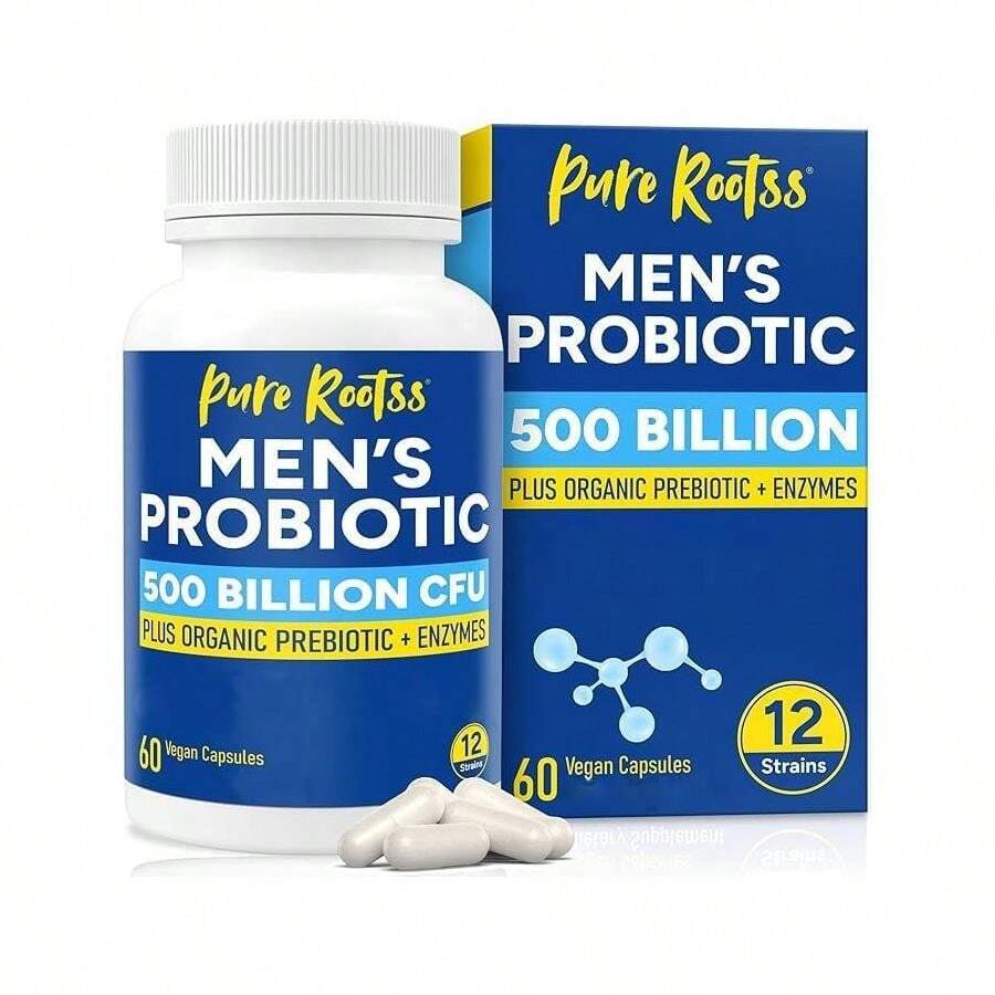 Probiotics For Men, 500 Billion CFUs &Amp; 12 Strains, Prebiotic &Amp; Probiotic, Cranberry, Saw Palmetto, Digestive Enzymes, Gut &Amp; Bloating, Lung Liver Prostate Support, 30-Day Supply - 白色的 - 查看 1