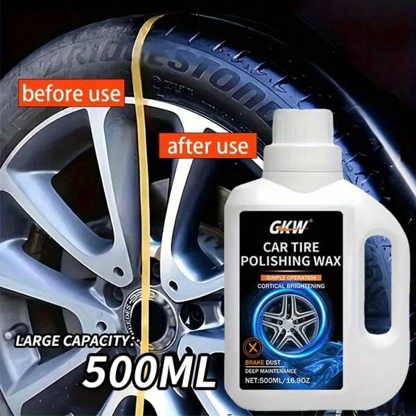 500 ml Cire de renouvellement pour l'intérieur de la voiture - Renouvellement des pièces en plastique, cire de brillance pour l'intérieur, protection des pneus, réparation du jaunissement des véhicules noirs et couche de nanocristaux - Élimine efficacement les rayures, formule de réparation, protection de l'intérieur Surface lisse Couche de nanocristaux