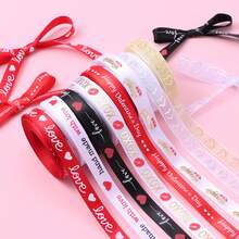 1pc 5 Yards Heart Pattern Satin Ribbon, Multi-Color Car Heart Element Confession Gift Wrapping / Wedding Decoration / Valentine's Day Event Decor Ribbon - Multicolor - View 5