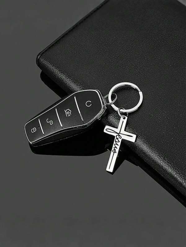 1pc Religious Cross Keychain - Stylish Stainless Steel, Faith Inspirational Accessory, Ideal Gift For Christians, Baptism, Confirmation, Christmas, Easter - Durable And Elegant Christian Symbol