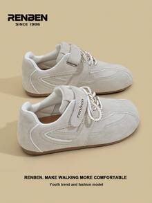 RENBEN 1 par de zapatillas casuales con cordones de estilo retro para mujer, de unicolor, con plataforma, de moda, cómodas, adecuadas para uso casual, reuniones, viajes, con suela blanda, nueva llegada de otoño 2025
