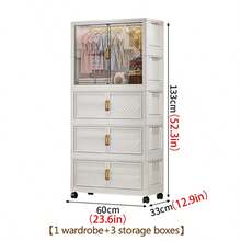 1pc Foldable Portable Wardrobe Organizer Rack, Independent Plastic Wardrobe Storage Box, Clothing Cabinet Divider Storage Box, Foldable Portable Design, Bedroom Storage Rack, No Gold Pipe, Vertical Shelf, Decorative Furniture Storage Cabinet - Multicolor - View 17