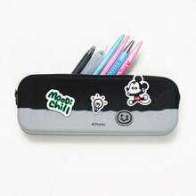 Miniso Series Holey Pencil Case. Made Of Silicone Material, Soft, Wear-Resistant, And Easy To Clean. The Surface Of The Pencil Case Is Dotted With Regular Small Holes, Adding A Unique Design Sense (1 PC) - Black - View 4