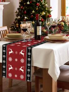 1 Stück/4 Stücke/6 Stücke/60 Stücke Weihnachts-Leinen Tischläufer, Platzset, Kissenbezug, Weihnachts-Dekor Leinen Tischläufer, Platzset, Kissenbezug, Weihnachtsmann Tischläufer, Platzset, Kissenbezug, Fröhliche Weihnachten, geeignet für Zuhause, Restaurant, Esszimmertisch Dekoration, Haushaltswaren