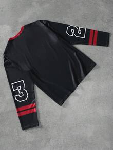 Camiseta de hombre de estilo callejero joven, casual y holgada, camiseta de manga larga con estampado digital, artículo esencial de otoño, elementos digitales de coche de carreras, suave y cómoda