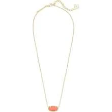 Elisa Pendant Necklace For Women, 14K Gold Plated Fashion Jewelry With Elegant Pendant Design, Dainty Layering Necklace For Daily & Special Occasions - 金 - 亮珊瑚色 - 查看 2