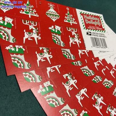 2020 Holiday Delights .100 US Forever Stamps(5 Booklets Of 20 Each)100 Stamps Total– Official Genuine US Postage With Anti-Counterfeit Mark, 100% Valid For Mailing Letters, Envelopes, Greeting Cards & Packages, Real Forever Rate, Reliable & Easy To Use, Perfect For Everyday Mailing And Business Use Official Genuine US Postage With Anti-Counterfeit Mark, 100% Valid For Mailing Letters, Envelopes, Greeting Cards & Packages, Real Forever Rate, Reliable & Easy To Use, Perfect For Everyday Mailing And Business Use