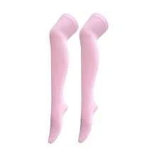 Women's Opaque Stretchy Nylon Over Knee Thigh High Stockings Knee High Socks For Daily Wear Cosplay{"Size_name":"OneSize","Color_name":"Pink"} - 粉色 - 查看 1