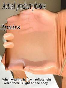 1 Pair Women's Reflective Shiny Tights, Suitable For Latin Dance, Pole Dance And Fitness - High Waist Glossy Tights, Cozy - Bronze - View 13