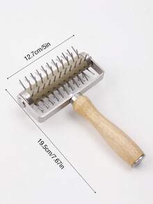 1 件装不锈钢滚筒面团切割器，带木柄，披萨面团滚筒，烘焙糕点格子切割器，面粉擀面杖，烘焙工具 - 彩色 - 查看 7