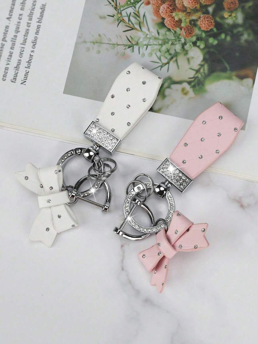 1pc Premium Crystal Butterfly Keychain, Elegant Girl Car Key Fob Pendant