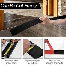 1 件 90 厘米/35.43 英寸门槛坡道，适用于门口，门槛坡道，自粘式坡道，过渡带减速器，可调节和切割，适用于扫地机轮椅滑板车减速器坡道