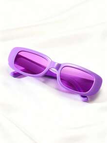 1 Pair Unisex Fashionable Square Y2K Style Sunglasses, Personalized Streetwear Accessory, Beach Glasses, Suitable For Sweaters, Jackets, Hoodies, Leggings, And Cargo Pants, Great For Summer Beach Vacation, Outdoor Activities, And Travel - Purple - View 3