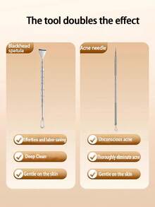 1/2pcs Black Head Remover Tool, Nose Blackhead Acne Pimple Comedone Extractor, Manual Pore Cleansing Kit - Silver - View 5