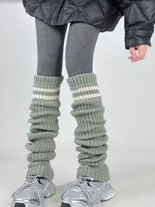 70 cm dzianinowe, bardzo długie i grube, w paski, ciepłe, za kolano, ocieplacze na nogi, jednolity kolor, jesień/zima