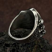 1 pieza Anillo de calavera de acero inoxidable de moda, adecuado para regalar a amigos, colegas, padres, novio/novia, parejas - Plateado - Ver 3